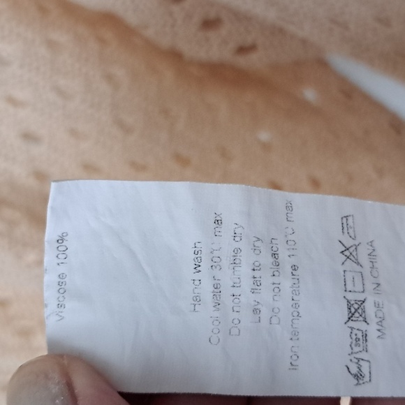 Cream Crew Neck Open-Knit Top with Long Sleeves Size Large - Picture 5 of 8